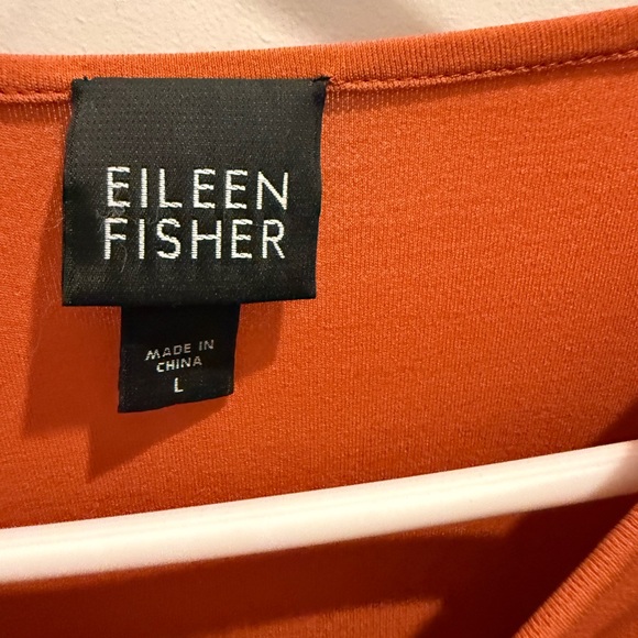 Eileen Fisher 100% Silk Long Sleeve Scoop neck staple Orange Top L - Picture 3 of 4